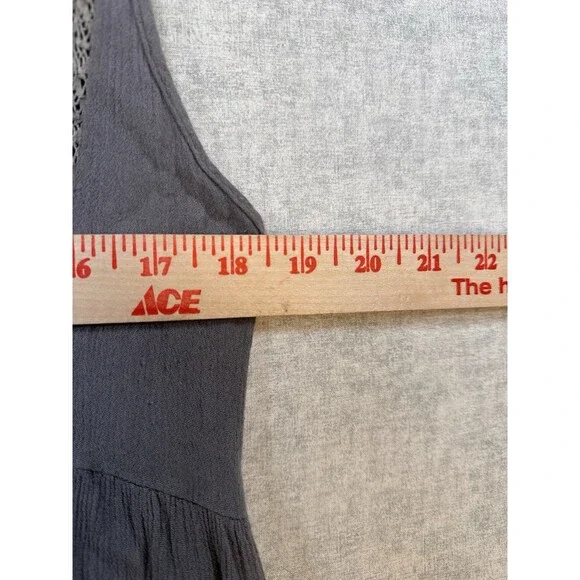 POL Women's Large Tank Gray with lace, peplum Boho summer Cottage Chic - Picture 5 of 7
